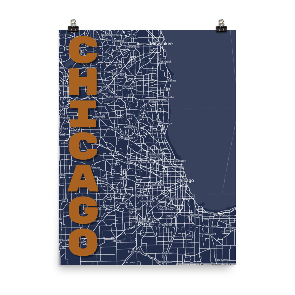 Stylized Map- Chicago Illinois Spellout