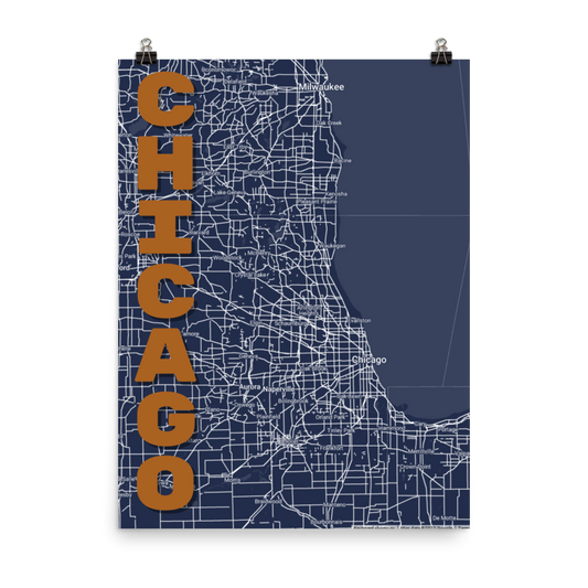 Stylized Map- Chicago Illinois Spellout